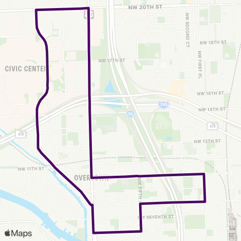 Miami Trolley City of Miami - Overtown Route map