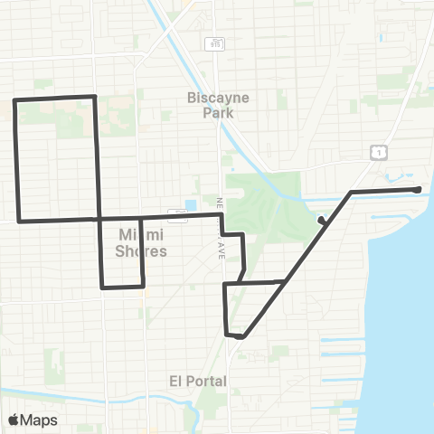 Other Municipal Shuttles Miami Shores Village East map