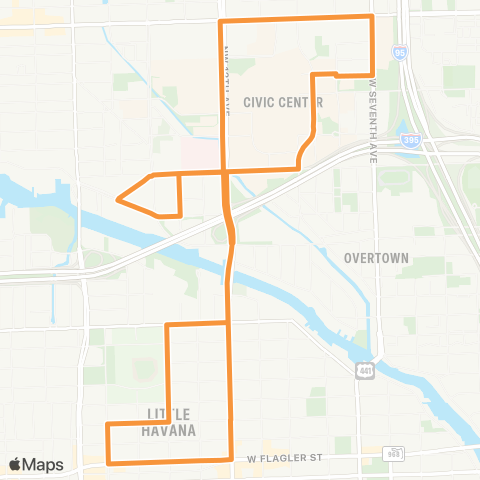Miami Trolley City of Miami - Stadium Route map