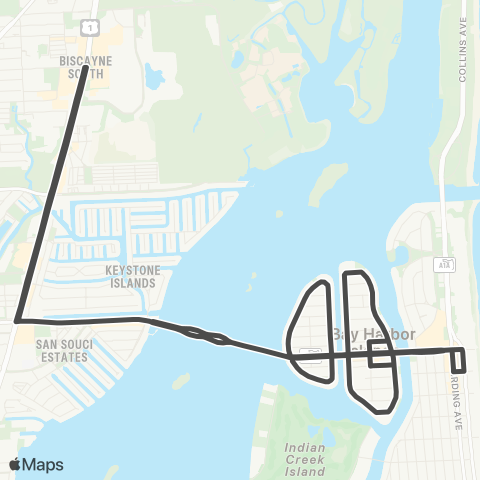 Miami Trolley Bay Harbour Minibus map