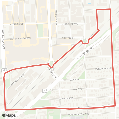 Miami Trolley City of Coral Gables Grand Avenue map