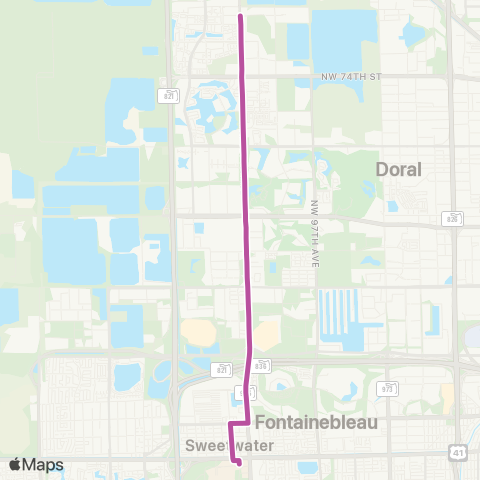 Miami Trolley City of Doral Trolley (FIU Rt.) map