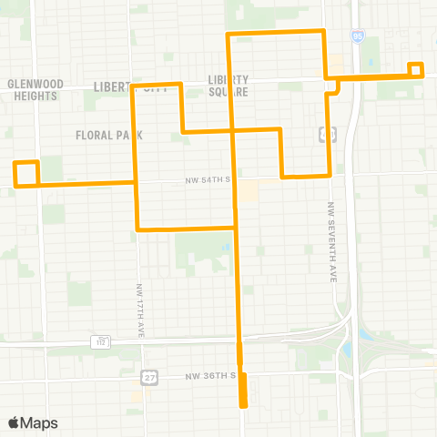 Miami Trolley City of Miami - Liberty City Route map
