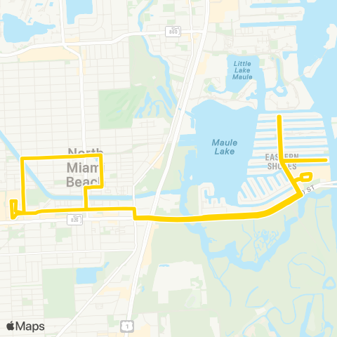 Miami Trolley City of North Miami Beach A-Line map