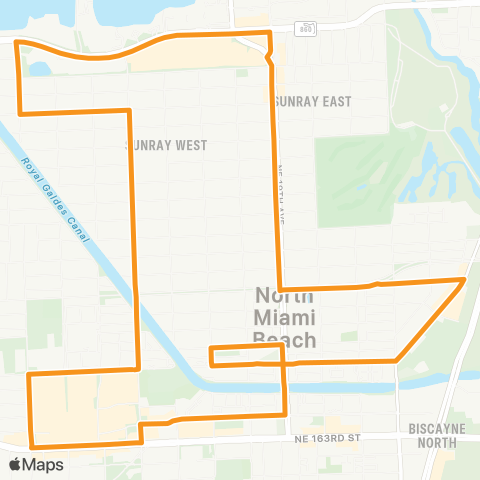 Miami Trolley City of North Miami Beach B Route map