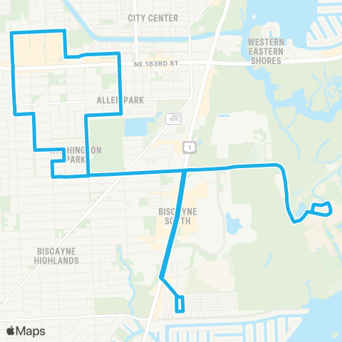 Miami Trolley City of North Miami Beach C Route map