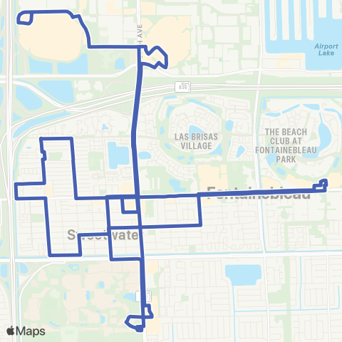 Miami Trolley City of Sweetwater Trolley A Route map