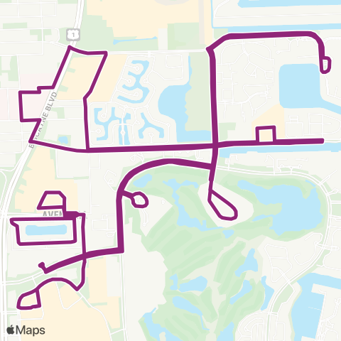 Miami Trolley City of Aventura Exp (Purple) map