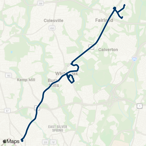 Ride On Silver Spring-Burtonsville map