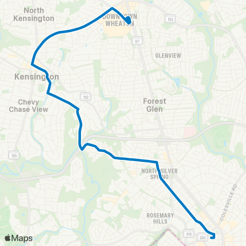 Ride On Silver Spring-Wheaton map