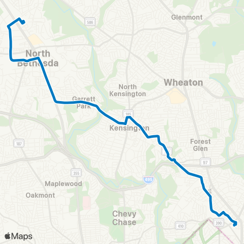 Ride On Silver Spring-Twinbrook Station map