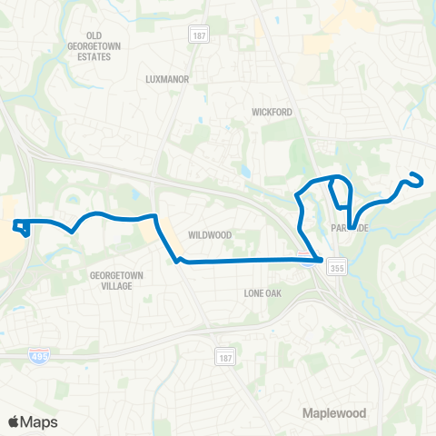 Ride On Parkside-Grosvenor-Mont. Mall map