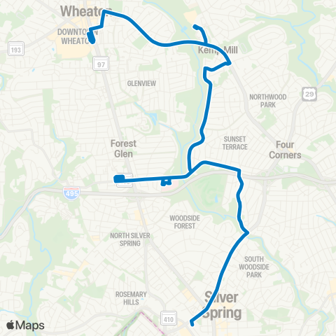 Ride On Silver Spring-Wheaton map