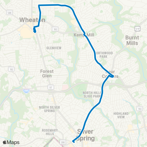 Ride On Silver Spring-Wheaton map