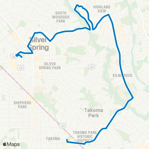 Ride On Silver Spring-Takoma map