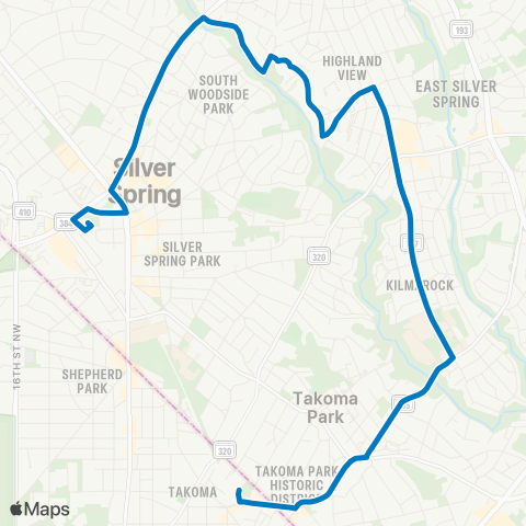 Ride On Silver Spring-Takoma map