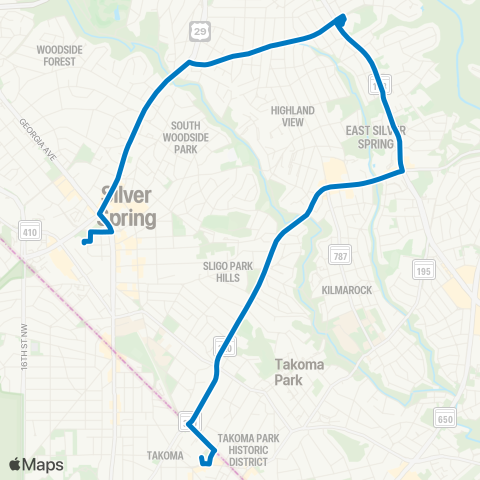 Ride On Silver Spring-Takoma map