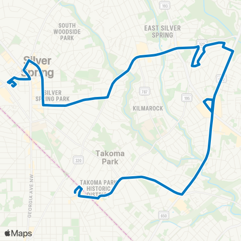 Ride On Silver Spring-Takoma map