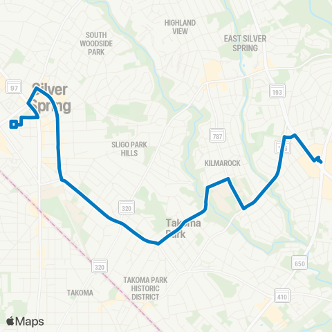 Ride On Silver Spring-Langley Park map