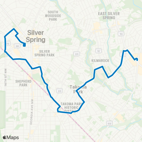 Ride On Silver Spring - Takoma - Langley map