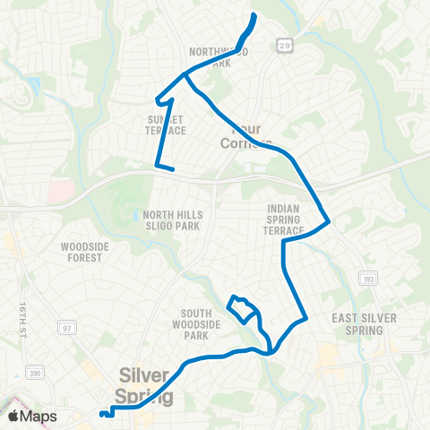 Ride On Silver Spring-Northwood map