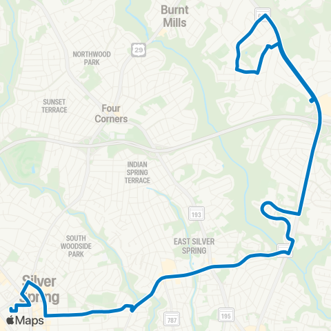 Ride On Silver Spring-Hillandale map