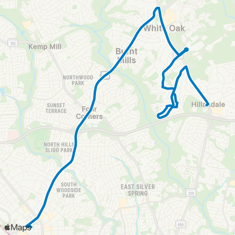 Ride On Silver Spring-Hillandale map