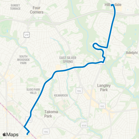 Ride On Hillandale-Takoma map