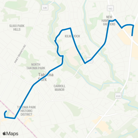 Ride On Takoma Station-Langley Park map