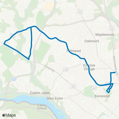 Ride On Bethesda-Potomac-via Hillandale map