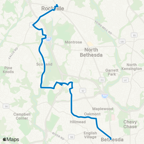 Ride On Rockville-Mont. Mall-Bethesda map