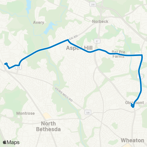 Ride On Rockville-Glenmont map