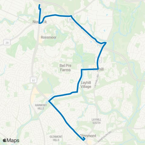 Ride On Glenmont-Norbeck P&R map