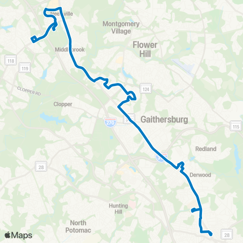 Ride On Rockville-Germantown Transit Ctr map