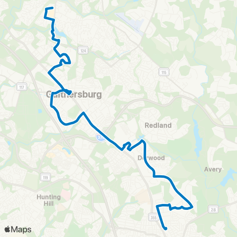 Ride On Rockville-Montgomery Village map