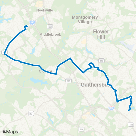 Ride On Shady Grove-Germantown Transit map