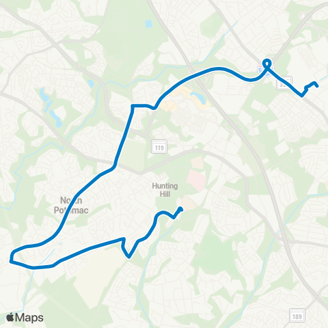 Ride On Shady Grove-Traville Transit Ctr map