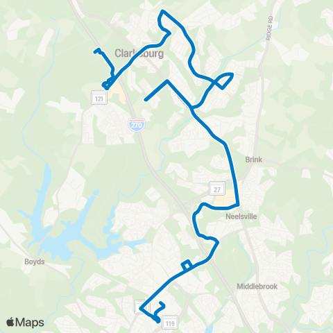 Ride On Clarksburgcorrectional-Germantwn map