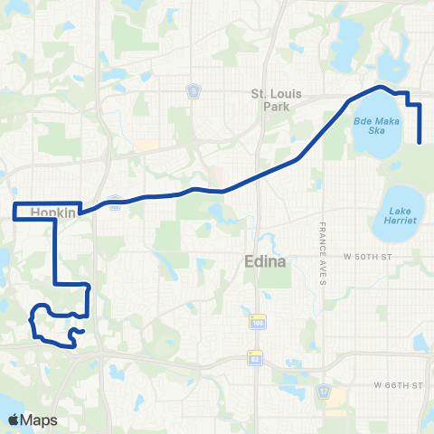 Metro Transit Uptown-Excelsior Blvd-Hopkins-Opus map