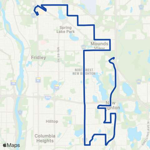 Metro Transit Northtown - Silver Lake-Old Hwy 8 map