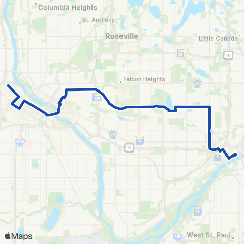 Metro Transit U of M-Como Av-Energy Pk Dr-Maryland Av map