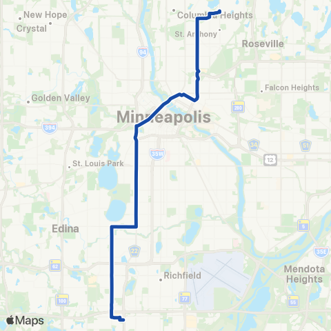 Metro Transit Johnson St-Lyndale Av-Penn Av-Southtown map