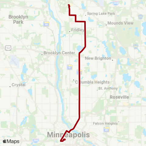 Metro Transit Central Av-University Av-Northtown map