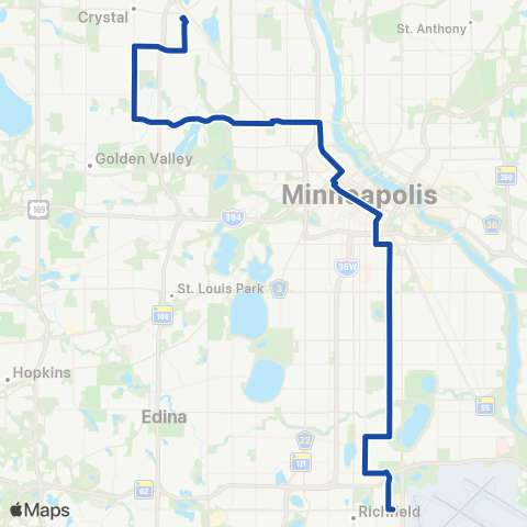 Metro Transit Robbinsdale-W Bway-Bloomington Av-66st / Ceda map