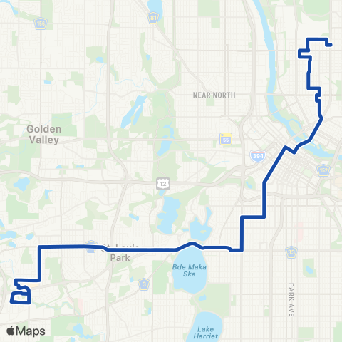 Metro Transit Minnetonka Blvd-Uptown-Washington St NE map