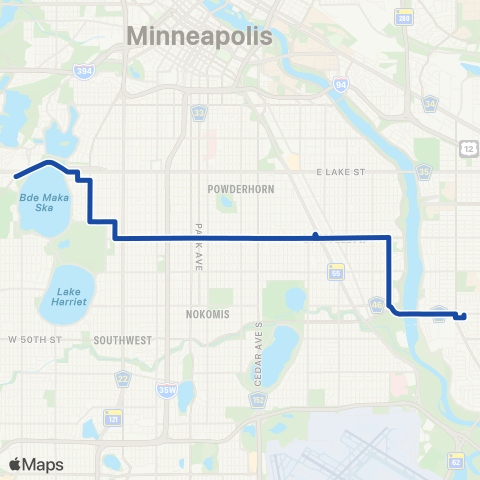 Metro Transit Uptown-38th St-Highland Village map