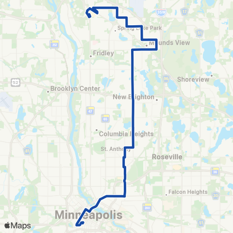 Metro Transit Northtown-Co Rd H P&R - Stinson-Lk of Isles map