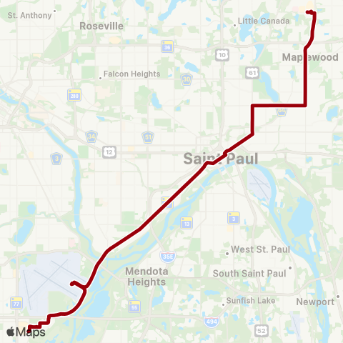 Metro Transit Ltd Stop-W 7 St-Airport-MOA-Maplewood Mall map