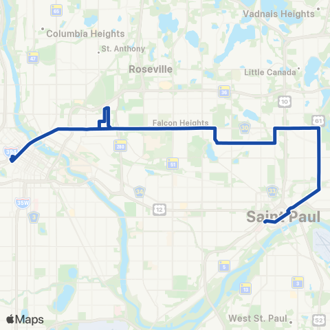 Metro Transit E Hennepin Av-Larpenteur Av-Arcade St map