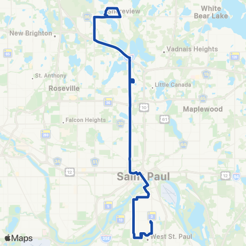 Metro Transit Shoreview-Little Canada-Rice St-Signal Hills map